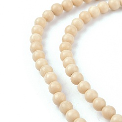 Fossil Natural Fossil Beads Strands, Round, 4mm, Hole: 1mm, about 88pcs/strand, 15 inch