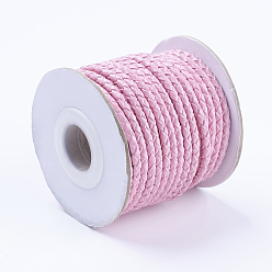 Pearl Pink Round Braided Cowhide Cords, Pearl Pink, 3mm, about 10.93 yards(10m)/roll