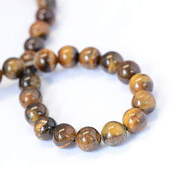 Tiger Eye Grade AB Natural Tiger Eye Round Bead Strands, 4~4.5mm, Hole: 1mm, about 88pcs/strand, 15 inch