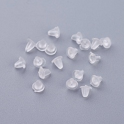 Clear Plastic Ear Nuts, Earring Backs, Clear, 3x4mm, Hole: 0.4mm