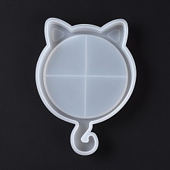White DIY Cat's Head Display Tray Silicone Molds, Resin Casting Molds, for UV Resin & Epoxy Resin Craft Making, White, 205x150x22mm