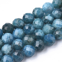 Apatite Natural Apatite Beads Strands, Faceted, Round, 9.5~10x10mm, Hole: 1mm, about 19pcs/strand, 7.48 inch