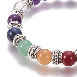 Amethyst Chakra Jewelry, Natural Amethyst Bracelets, with Metal Tree Pendants, 50mm