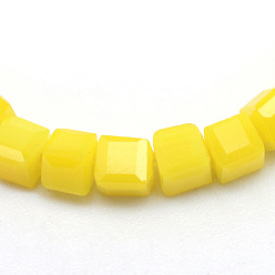Yellow Opaque Solid Glass Bead Strands, Cube, Yellow, 3x3x3mm, Hole: 0.5mm, about 100pcs/strand, 11.6 inch