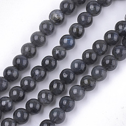 Larvikite Natural Black Labradorite Beads Strands, Grade A, Round, 6mm, Hole: 0.8mm, about 62~65pcs/strand, 15.3 inch