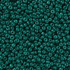 Teal Baking Paint Glass Seed Beads, Teal, 8/0, 3mm, Hole: 1mm, about 1111pcs/50g, 50g/bag, 18bags/2pounds