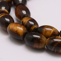 Tiger Eye Natural & Tiger Eye Bead Strands, Grade AB, Oval, 8~8.5x12.5~13mm, Hole: 1mm, about 32pcs/strand, 15.74 inch