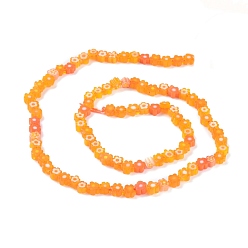 Orange Handmade Millefiori Glass Bead Strands, Flower, Orange, 3.7~5.6x2.6mm, Hole: 1mm, about 88~110pcs/Strand, 15.75''(40cm)