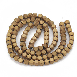 Mixed Color Electroplate Non-magnetic Synthetic Hematite Beads Strands, Matte Style, Polygon, Mixed Color, 4x4x4mm, Hole: 0.8mm, about 100pcs/strand,16.14 inch