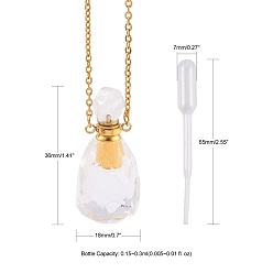 Золотой Ожерелья кулона бутылки дух натурального драгоценного камня, с кабельной цепью из нержавеющей стали и пластиковой капельницей, бутылка, золотые, 20.3 дюйм (51.7 см), емкость бутылки: 0.15~0.3 мл (0.005~0.01 жидких унций)