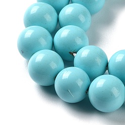 Turquoise Shell Pearl Beads Strands, Grade A, Polished, Round, Turquoise, 8mm, Hole: 0.8mm, about 47~50pcs/strand, 16 inch