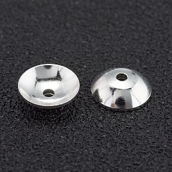 925 Sterling Silver Plated Brass Beads Cap, Long-Lasting Plated, Apetalous, 925 Sterling Silver Plated, 7x2mm, Hole: 1.2mm