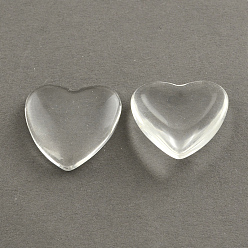 Clear Transparent Glass Heart Cabochons,, Clear, 10x10x4~4.5mm