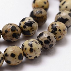 Dalmatian Jasper Natural Dalmatian Jasper Beads Strands, Faceted, Round, 8mm, Hole: 1mm, about 44pcs/strand, 14.9 inch~15.1 inch
