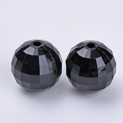 Black Transparent Acrylic Beads, Faceted, Round, Black, 8x8mm, Hole: 1.5mm, about 1770pcs/500g