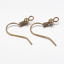 Antique Bronze Brass Earring Hooks, Ear Wire, with Horizontal Loop, Nickel Free, Antique Bronze, 17~19x16~18x0.8mm, 20 Gauge, Hole: 2mm