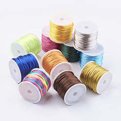Mixed Color Nylon Cord, Satin Rattail Cord, for Beading Jewelry Making, Chinese Knotting, Mixed Color, 1mm, about 32.8 yards(30m)/roll