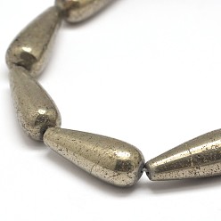 Pyrite Teardrop Natural Pyrite Beads Strands, 30x12mm, Hole: 1mm, about 13pcs/strand, 15.7 inch