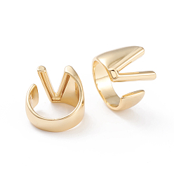 Letter V Brass Cuff Rings, Open Rings, Long-Lasting Plated, Real 18K Gold Plated, Letter.V, Size 6, 17mm