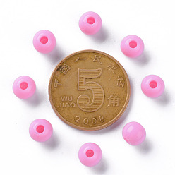 Hot Pink Opaque Acrylic Beads, Round, Hot Pink, 6x5mm, Hole: 1.8mm, about 4400pcs/500g
