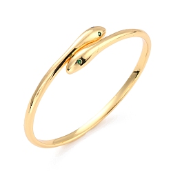 Real 18K Gold Plated Green Cubic Zirconia Snake Wrap Cuff Bangle, Brass Plain Simple Open Bangle for Women, Lead Free & Cadmium Free, Real 18K Gold Plated, Inner Diameter: 2-1/4 inch(5.6cm)x1-7/8 inch(4.8cm)