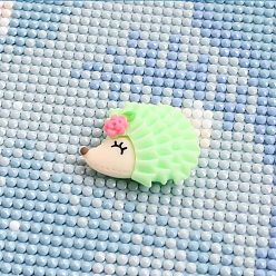 Pale Green Hedgehog Plastic Diamond Painting Magnet Cover Holder, for DIY Diamond Painting Colored Art, Platinum, Pale Green, 24x30x10mm