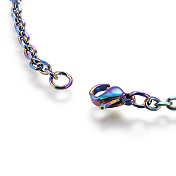 Rainbow Color Ion Plating(IP) 304 Stainless Steel Cable Chain Necklaces, with Lobster Claw Clasps, Rainbow Color, 19.68 inch(50cm)