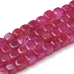 Medium Violet Red Natural Agate Beads Strands, Dyed, Cube, Medium Violet Red, 7.5~8x7~7.5x7~7.5mm, Hole: 1mm, about 50pcs/strand, 14.5 inch