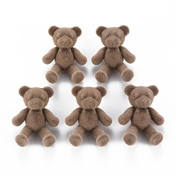 Camel Flocky Acrylic Shank Buttons, Bear, Camel, 38~39x29.5x15mm, Hole: 3mm