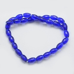 Bleu Chapelets de perles en verre transparentes  , facette, tambour, bleu, 11.5x8mm, Trou: 1.2mm, Environ 30 pcs/chapelet, 13.7 pouce (35 cm)
