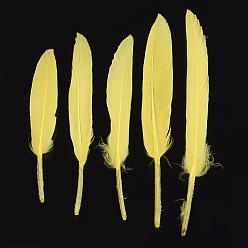 Yellow Goose Feather Costume Accessories, Dyed, Yellow, 105~157x16~22mm, about 500pcs/bag