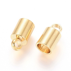 Golden 202 Stainless Steel Cord Ends, Golden, 9x5mm, Hole: 2mm, Inner Diameter: 4mm