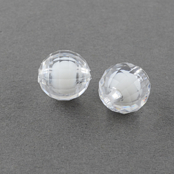 Clear Transparent Acrylic Beads, Bead in Bead, Faceted, Round, Clear, 18mm, Hole: 2mm, about 270pcs/500g