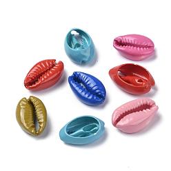 Couleur Mélangete Perles de coquillages naturels, teint, shell cauris, couleur mixte, 15~19x10~13x6~7mm, Trou: 1~3mm