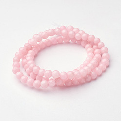 Pink Natural Mashan Jade Round Beads Strands, Dyed, Pink, 4mm, Hole: 1mm, about 98pcs/strand, 15.7 inch