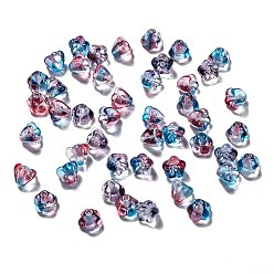 Medium Blue Transparent Czech Glass Beads, Two Tone, Flower, Medium Blue, 6.5x5mm, Hole: 0.8mm, about 357~363pcs/bag