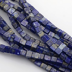 Lapis Lazuli Perles cube lapis lazuli naturel de brins, 4x4x4mm, Trou: 1mm, Environ 85~100 pcs/chapelet, 15.3 pouces ~ 15.8 pouces
