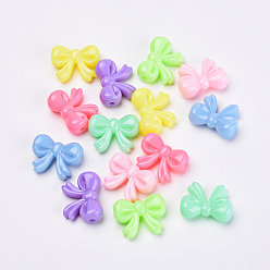 Mixed Color Opaque Acrylic Beads, Bowknot, Mixed Color, 15x20x8mm, Hole: 2mm, about 540pcs/500g