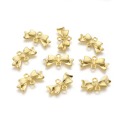 Golden Alloy Links connectors, Lead Free & Cadmium Free & Nickel Free, Bowknot, Golden, 20x10x3mm, Hole: 2mm