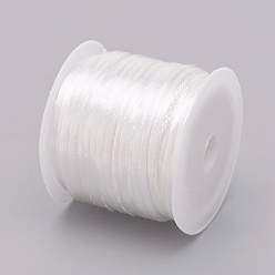 White Nylon Cord, Satin Rattail Cord, for Beading Jewelry Making, Chinese Knotting, White, 1mm, about 32.8 yards(30m)/roll
