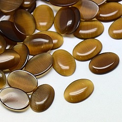 Mixed Color Cat Eye Cabochons, Oval, Mixed Color, 12x10x2mm