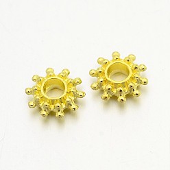 Golden Tibetan Style Spacer Beads, Flower, Golden, Lead Free & Cadmium Free & Nickel Free, 9x3mm, Hole: 2.5mm