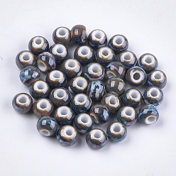 Colorful Handmade Porcelain Beads, Fancy Antique Glazed Porcelain, Round, Colorful, 7.5~8x7~7.5mm, Hole: 2~2.5mm
