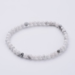 Howlite Natural Howlite Beaded Stretch Bracelets, with Elastic Fibre Wire, 2-1/4 inch(55mm)