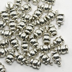 Antique Silver Tibetan Style Terminators, Barrel, Lead Free & Nickel Free & Cadmium Free, Antique Silver, 11x6.5mm, Hole: 2mm, Inner Diameter: 3mm.