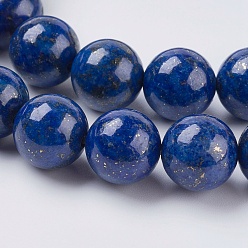 Lapis Lazuli Natural Lapis Lazuli Beads Strands, Grade A, Round, 10mm, Hole: 1mm, about 38pcs/strand 15.5 inch