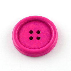 Mixed Color 4-Hole Dyed Wood Buttons, Flat Round, Mixed Color, 20x4mm, Hole: 2mm, about 648pcs/500g