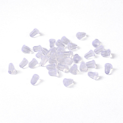 Clear Plastic Ear Nuts, Earring Backs, Clear, 6x5x4mm, Hole: 0.5mm, about 9000pcs/bag