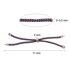 Couleur Mélangete Fabrication de bracelet coulissant en cordon de nylon réglable, avec les accessoires en laiton, plaqué longue durée, Véritable rose or plaqué, couleur mixte, 8-5/8 pouce (22 cm), 2~3.5mm, Trou: 1.5mm