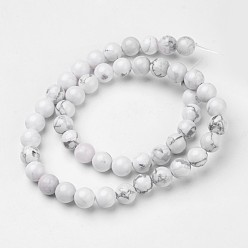 Howlite Natural Howlite Beads Strands, Round, 8mm, Hole: 1mm, about 47pcs/strand, 15.4 inch